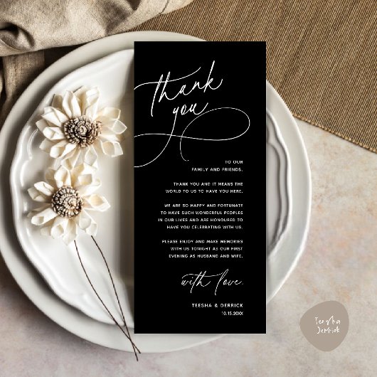 Modern Romantic Wedding Reception Thank You Card Programmakaart