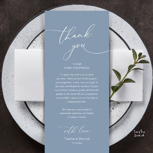 Modern Romantic Wedding Reception Thank You Card Programmakaart