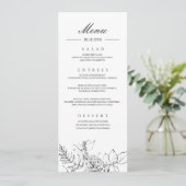 Modern Romantic Wildflower Wedding Menu Programme Kaart (Staand voorkant)