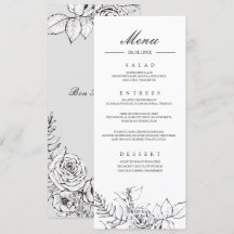 Modern Romantic Wildflower Wedding Menu Programme
