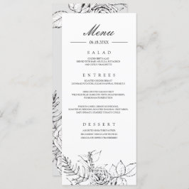 Modern Romantic Wildflower Wedding Menu Programme Kaart