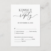 Modern Romantic, zwart script, bruiloft Dinner RSV Informatiekaartje (Voorkant)