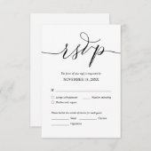 Modern Romantic, zwart script, bruiloft Dinner RSV Informatiekaartje (Voorkant / Achterkant)
