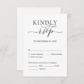 Modern Romantic, zwart script, bruiloft Dinner RSV Informatiekaartje (Voorkant / Achterkant)