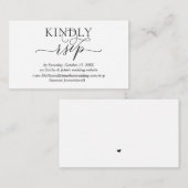 Modern Romantic, zwart script, online RSVP-website Informatiekaartje (Voorkant / Achterkant)