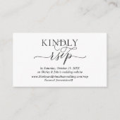 Modern Romantic, zwart script, online RSVP-website Informatiekaartje (Voorkant)