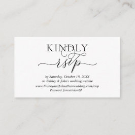 Modern Romantic, zwart script, online RSVP-website Informatiekaartje