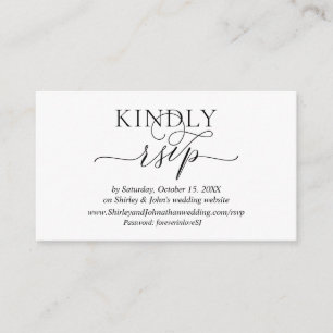 Modern Romantic, zwart script, online RSVP-website Informatiekaartje