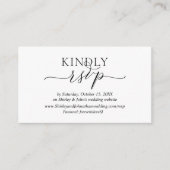 Modern Romantic, zwart script, online website RSVP Informatiekaartje (Voorkant)