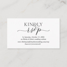 Modern Romantic, zwart script, online website RSVP Informatiekaartje