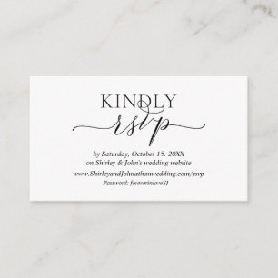 Modern Romantic, zwart script, online website RSVP Informatiekaartje
