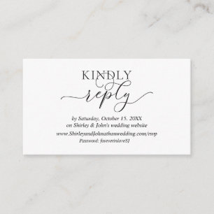 Modern Romantic, zwart script, online website RSVP Informatiekaartje