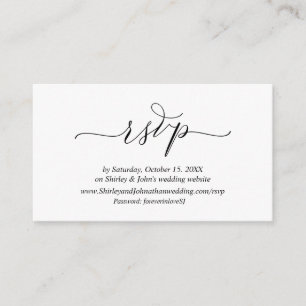 Modern Romantic, zwart script, online website RSVP Informatiekaartje