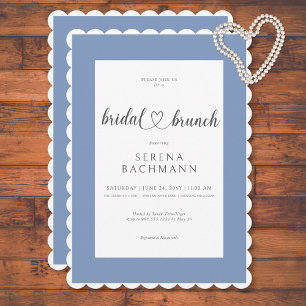 Modern Romantisch Blauw & Wit Bruids Brunch Kaart