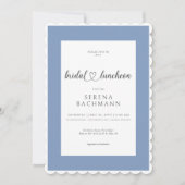 Modern Romantisch Blauw & Wit Bruids Luncheon Kaart (Voorkant)