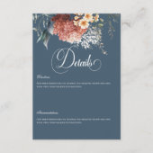 Modern Romantisch Blauwe Tuin Bloemen Bruiloft Det Informatiekaartje (Voorkant)