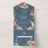 Modern Romantisch Blauwe Tuin Bloemen Geen Diner All In One Uitnodiging (Binnen)