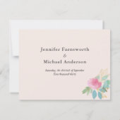 Modern romantisch bloemenblush roze goud groen bla RSVP kaartje (Achterkant)