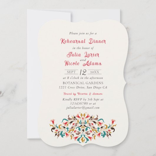 Modern romantisch elegant bloemenrepetitiediner kaart (Voorkant)
