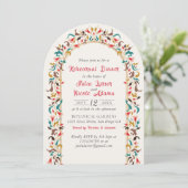 Modern romantisch elegant bloemenrepetitiediner kaart (Staand voorkant)