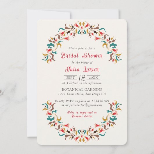 Modern Romantisch Elegant FloralWreath Vrijgezelle Kaart (Voorkant)