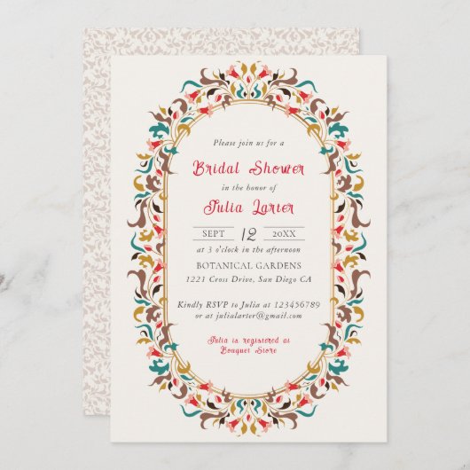 Modern Romantisch Elegant FloralWreath Vrijgezelle Kaart (Voorkant / Achterkant)