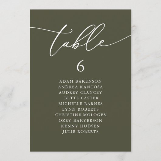 Modern Romantisch Gasten Zittafel Kaart (Achterkant)