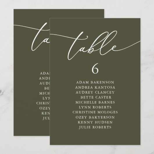 Modern Romantisch Gasten Zittafel Kaart (Voorkant / Achterkant)