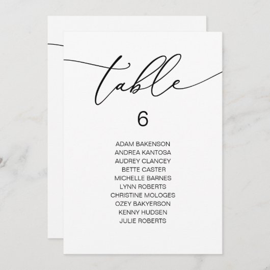 Modern Romantisch Gasten Zittafel Kaart (Voorkant / Achterkant)