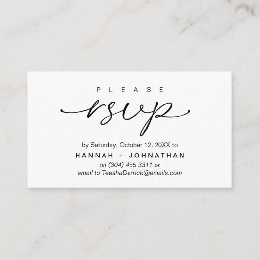 Modern Romantisch Huwelijk Nodigt RSVP Herinnering Informatiekaartje (Voorkant)
