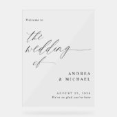 Modern Romantisch Huwelijk Zwart Welkom Acryl Bord (Voorkant)