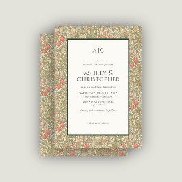 Modern Romantisch Morris Bloemen Blauw Roze Bruilo Kaart