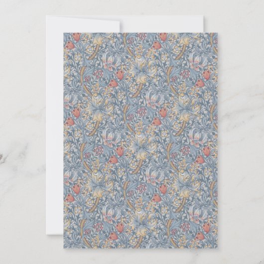 Modern Romantisch Morris Floral Blue Mist Bruiloft Kaart (Achterkant)