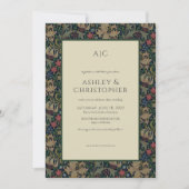 Modern Romantisch Morris Floral Indigo Bruiloft Kaart (Voorkant)