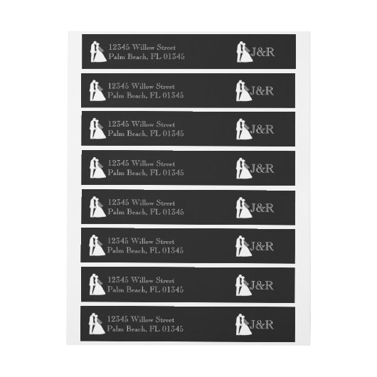 Modern romantisch paar bruiloft wrap rond label (Vel)