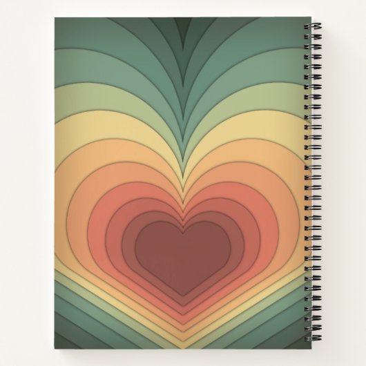 Modern Romantisch Retro Groovy Monogram Notitieboe Notitieboek (Achterkant)