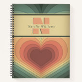 Modern Romantisch Retro Groovy Monogram Notitieboe Notitieboek (Voorkant)