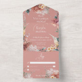 Modern Romantisch Roze Tuin Bloemen Geen Diner All In One Uitnodiging (Binnen)