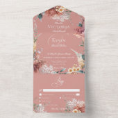 Modern Romantisch Roze Tuin Bloemendiner All In One Uitnodiging (Binnen)