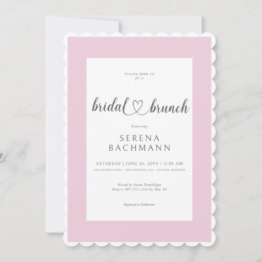 Modern Romantisch Roze & Wit Bruids Brunch Kaart (Voorkant)