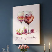 Modern Romantisch Schattige Rode Hart Valentijnsda Canvas Afdruk