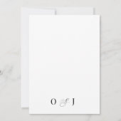 Modern Romantisch Schrift Zwart Wit Initiaal Trouw Kaart (Achterkant)
