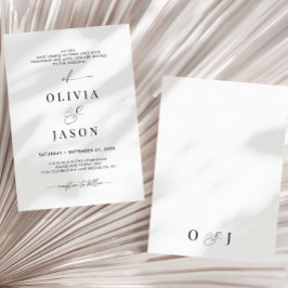 Modern Romantisch Schrift Zwart Wit Initiaal Trouw Kaart