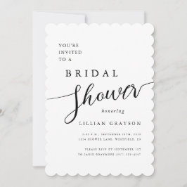 Modern Romantisch Script Wit Scallop Vrijgezellenf Kaart