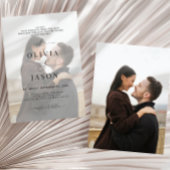 Modern romantisch script zwart wit 2 foto bruiloft kaart