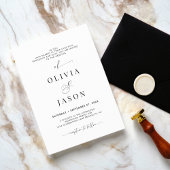 Modern romantisch script zwart-wit bruiloft kaart