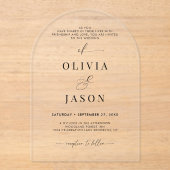 Modern Romantisch Script Zwart Wit Trouwboog Acryl Uitnodigingen (Voorkant)