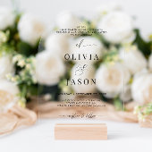 Modern Romantisch Script Zwart Wit Trouwboog Acryl Uitnodigingen