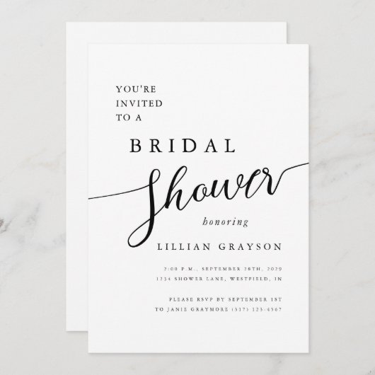 Modern Romantisch Script Zwart & Wit Vrijgezellenf Kaart (Voorkant / Achterkant)