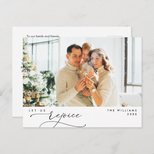 Modern Romantisch, Verheug je, Kerstmis, Familiefo Briefkaart (Voorkant / Achterkant)